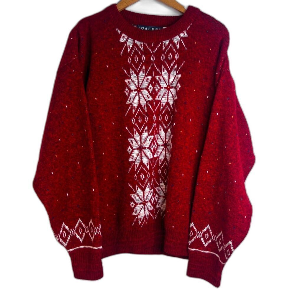 Loafers by‎ Reed St James Vintage Red Christmas Knit Crewneck Sweater Size Large
